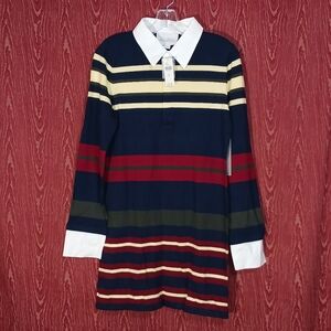 ANTHROPOLOGIE MARE MARE Navy Long Sleeve Collared Multicolored Shirt Womens Sz M